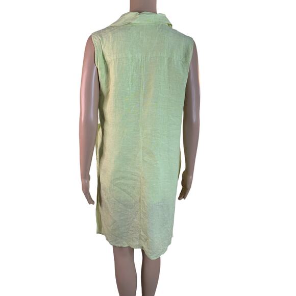 Chico's 100% Linen Mini Shift Dress Button Down Sleeveless Pockets Size Medium - Picture 5 of 11